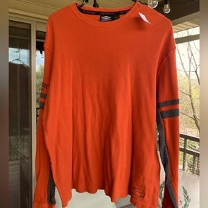 Harley Davidson Motorcycles Orange Thermal Long Sleeve Sz. Large T Shirt